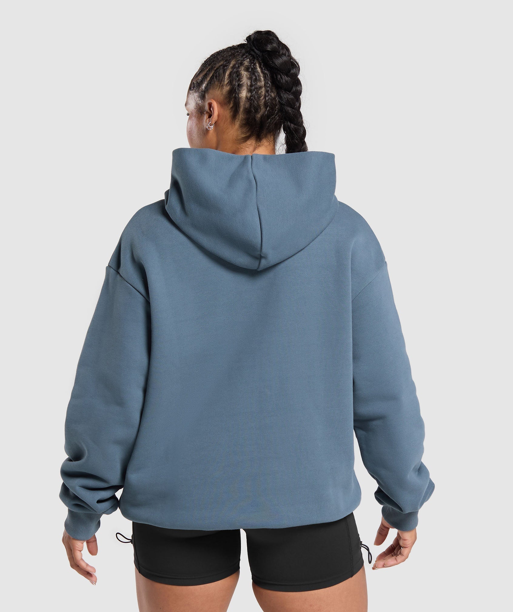Embroidered Logo Oversized Hoodie - Cargo Blue