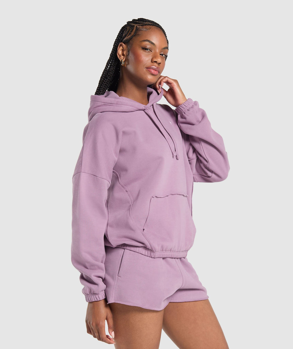 Fleece Oversized Hoodie - Soft Purple