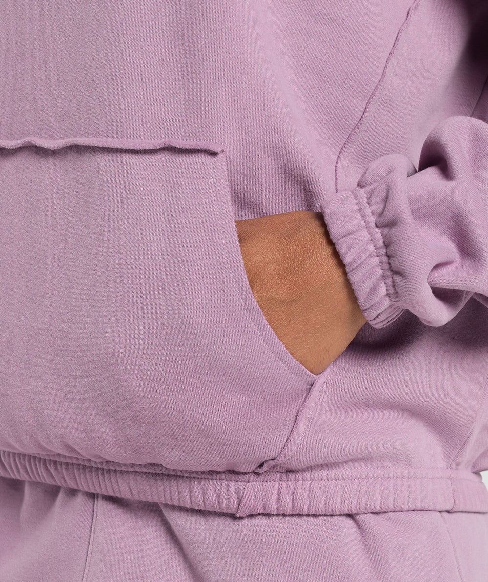 Fleece Oversized Hoodie - Soft Purple