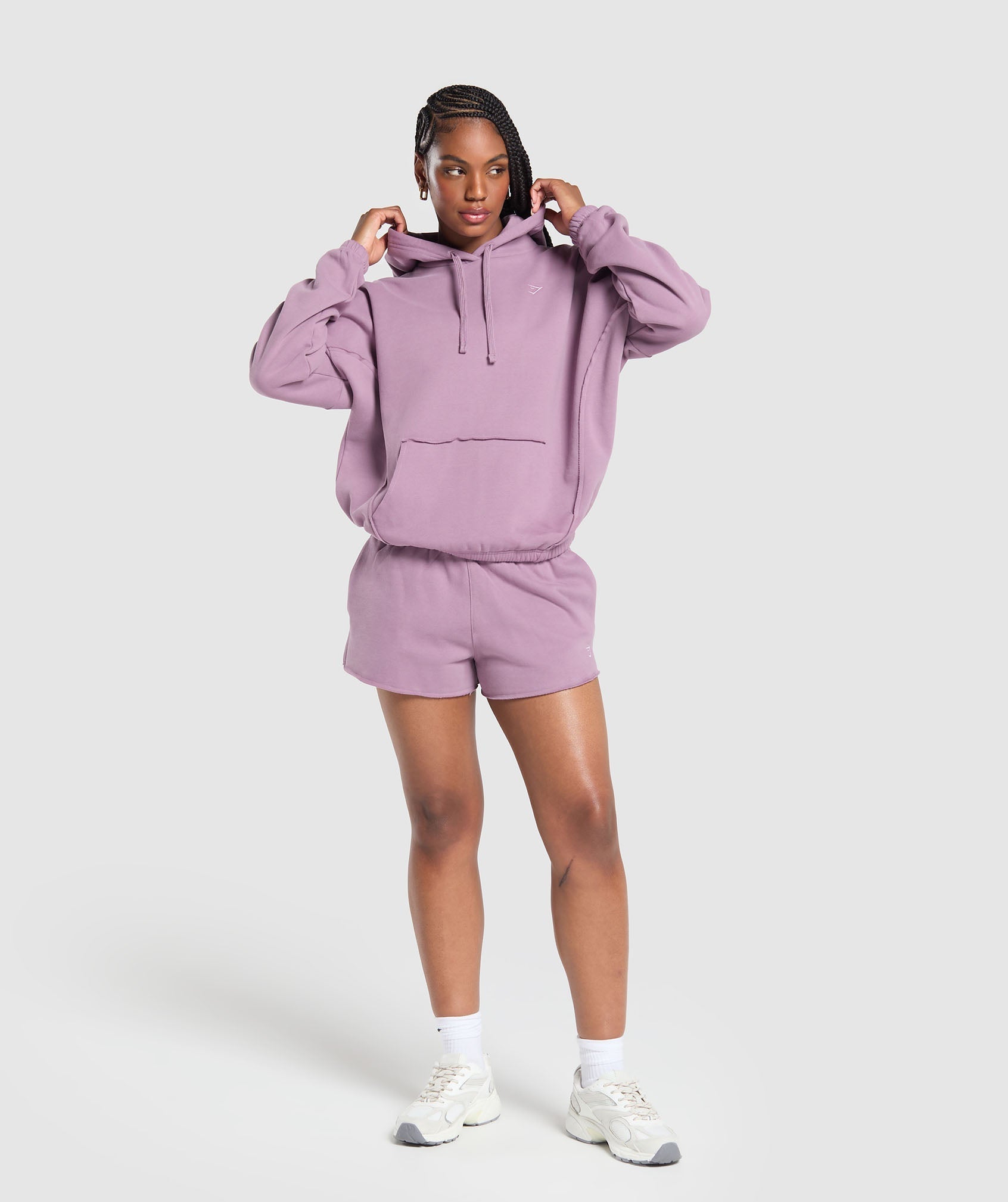 Fleece Oversized Hoodie - Soft Purple
