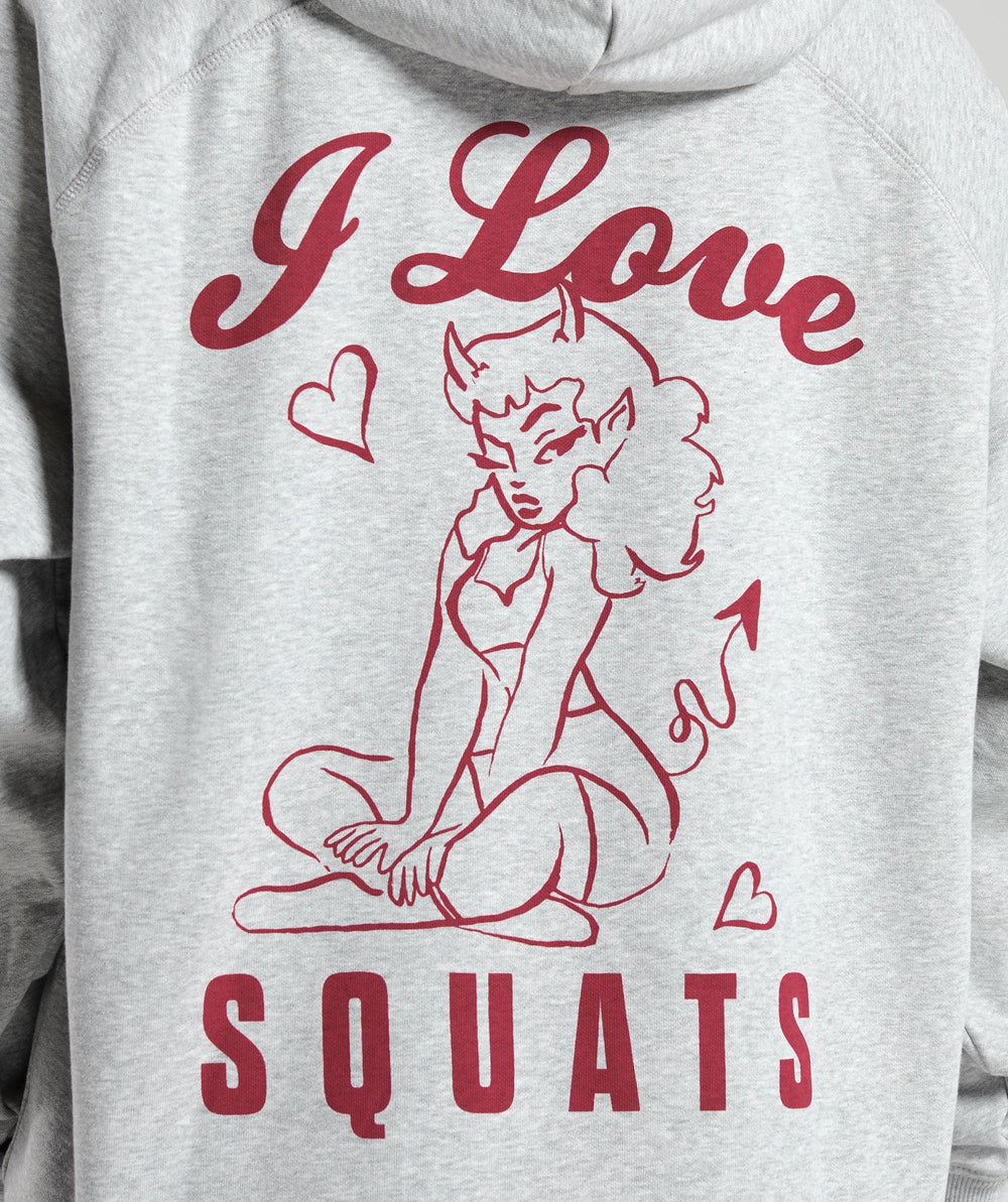 I Love Squats Hoodie - Light Grey Core Marl