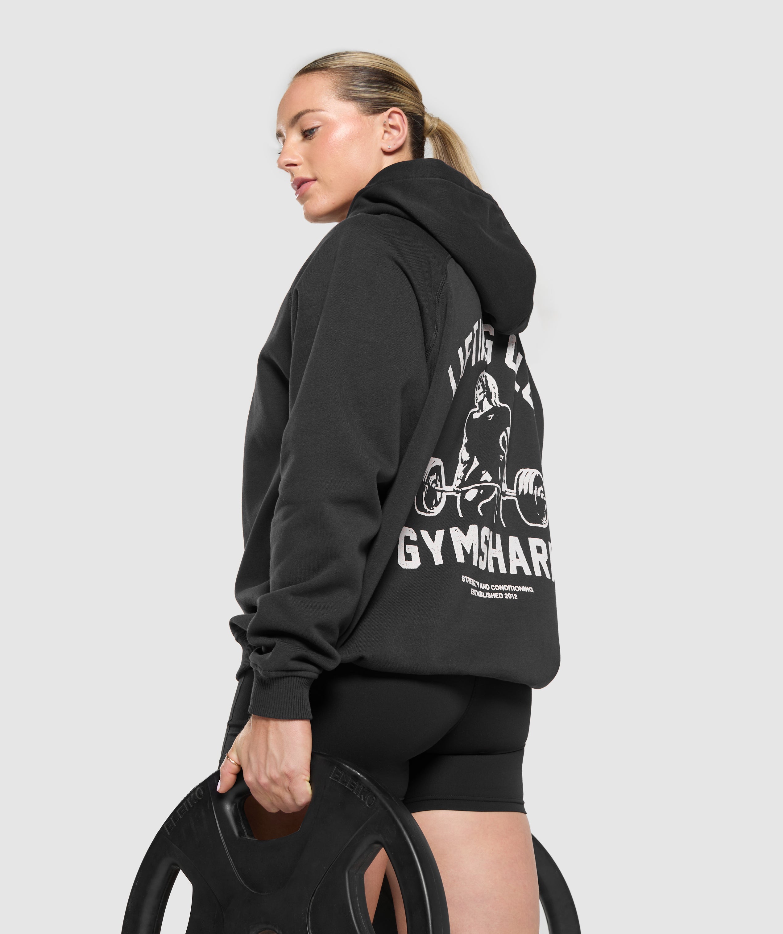 Lifting Club Graphic Brushed Hoodie - Black