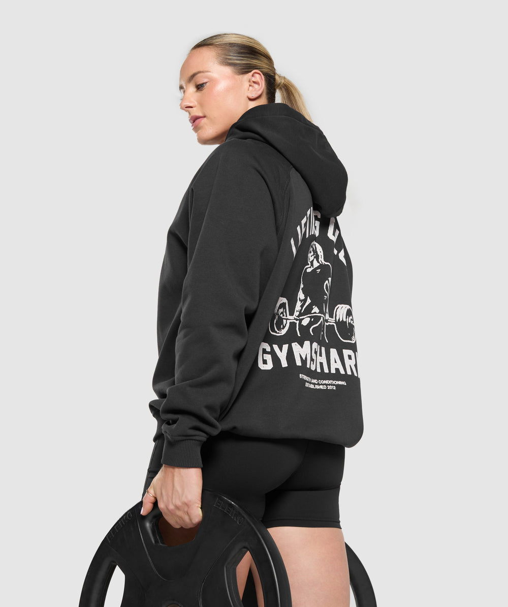 Lifting Club Graphic Brushed Hoodie - Black
