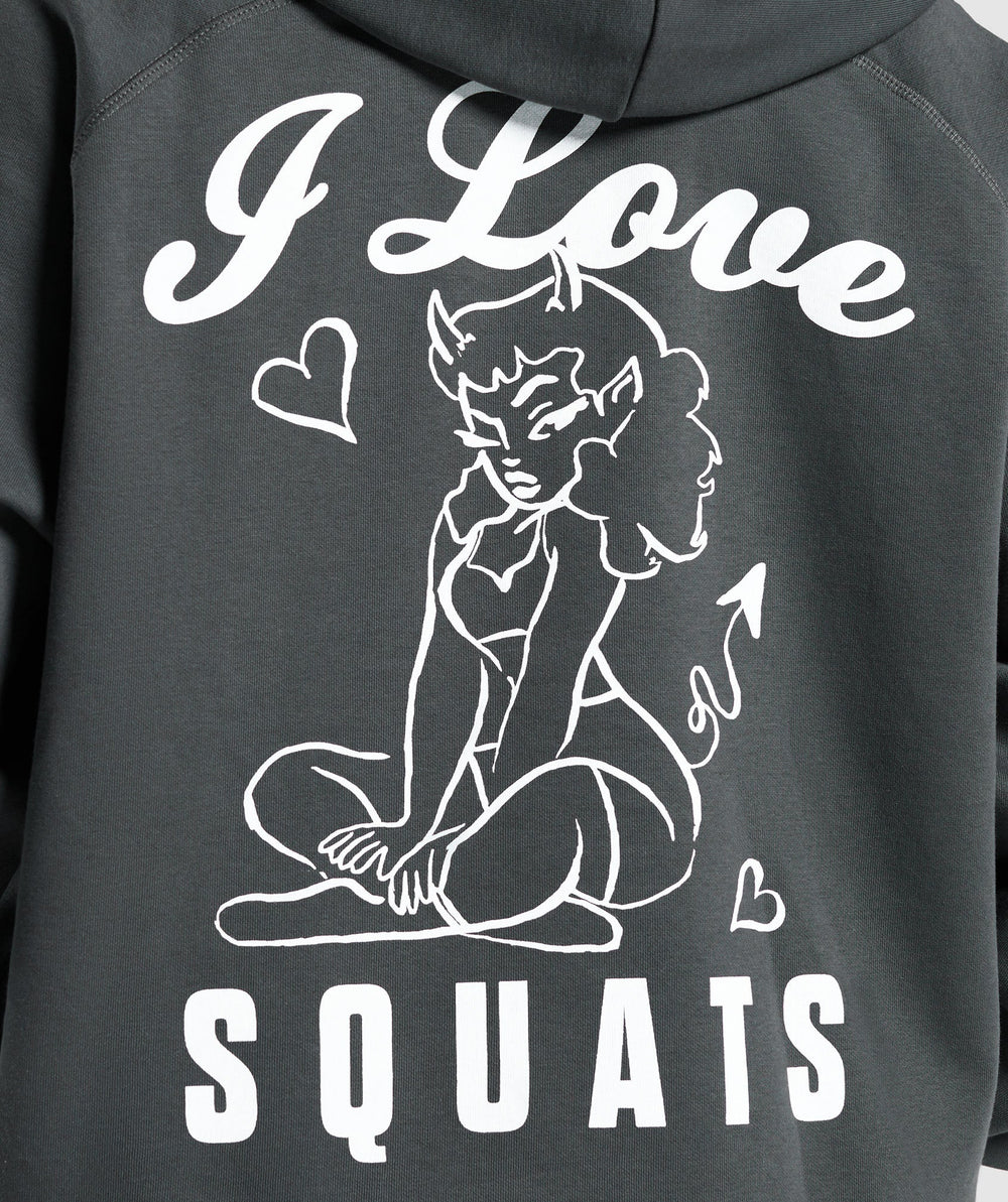 I Love Squats Hoodie - Asphalt Grey
