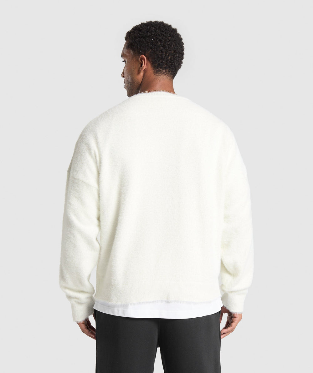 V-Neck Knitted Jumper - Skylight White