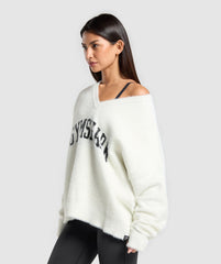 V-Neck Knitted Jumper - Skylight White