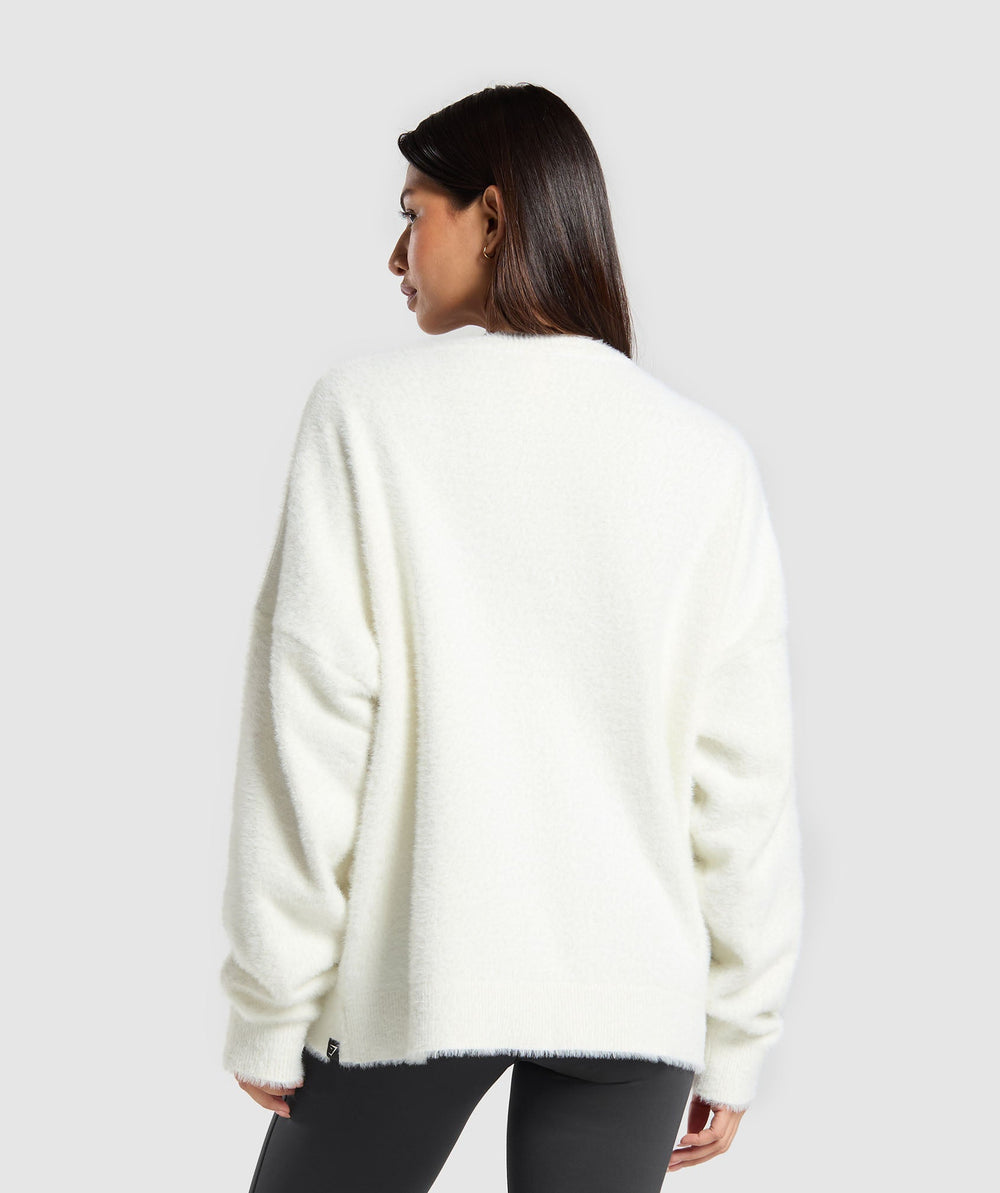 V-Neck Knitted Jumper - Skylight White