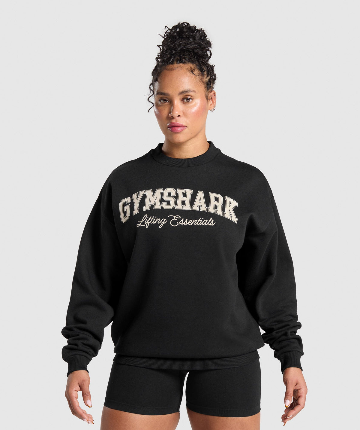 Lifting Essentials Graphic Brushed Oversized Sweatshirt - Black