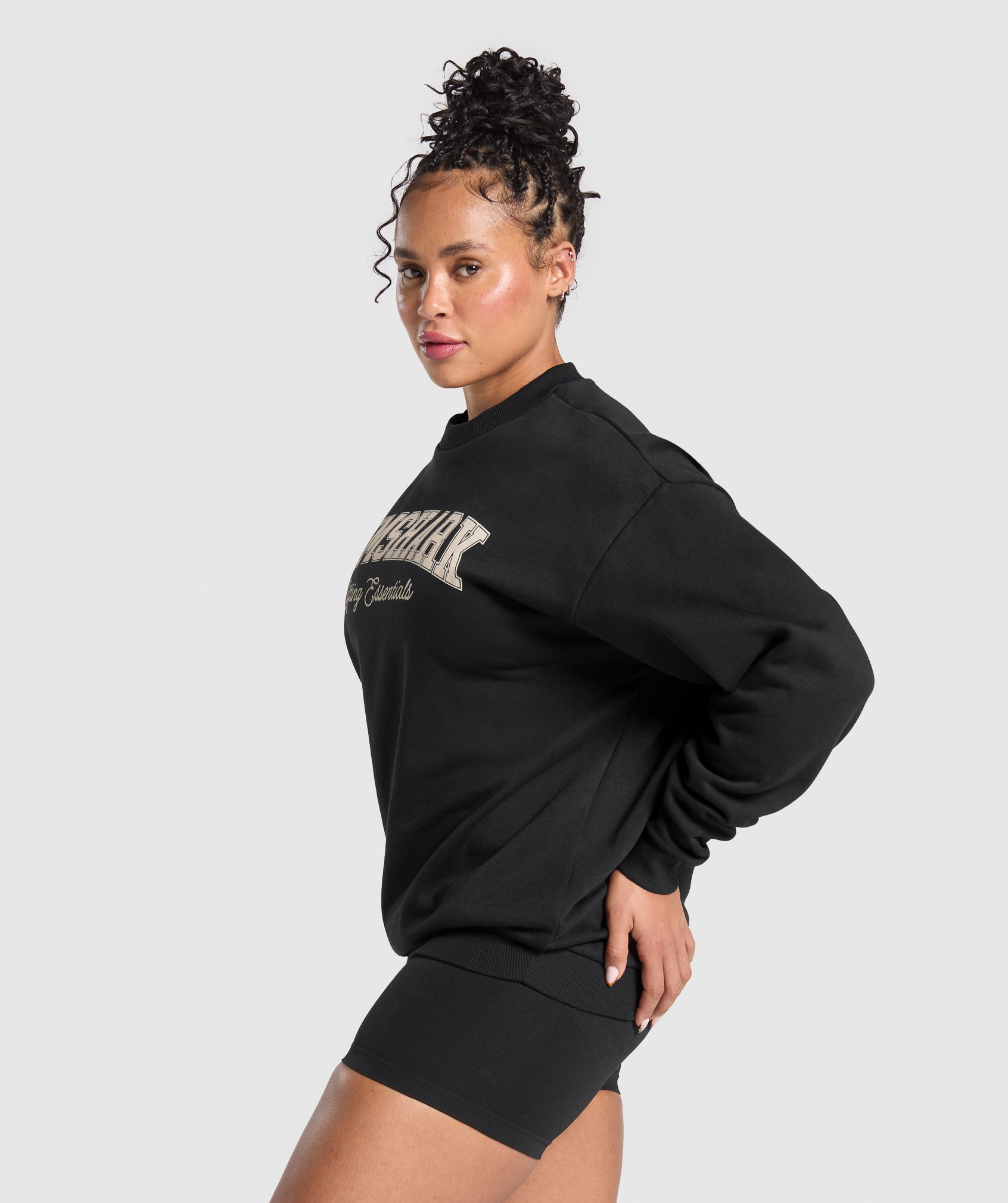 Lifting Essentials Graphic Brushed Oversized Sweatshirt - Black