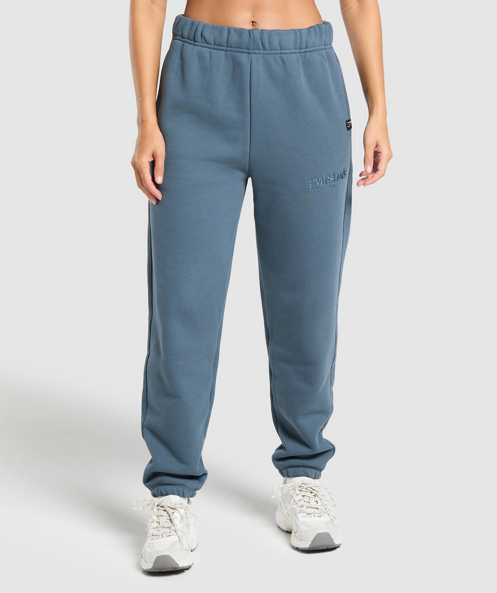 Embroidered Logo Oversized Joggers - Cargo Blue