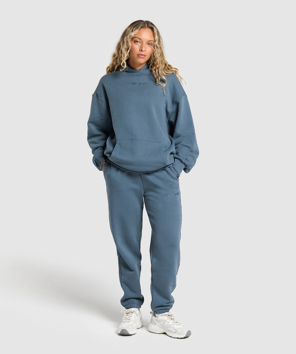 Embroidered Logo Oversized Joggers - Cargo Blue