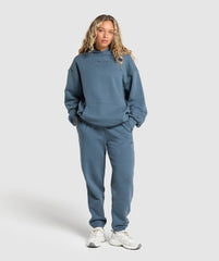 Embroidered Logo Oversized Joggers - Cargo Blue