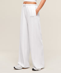Waffle Wide Leg Pants - White