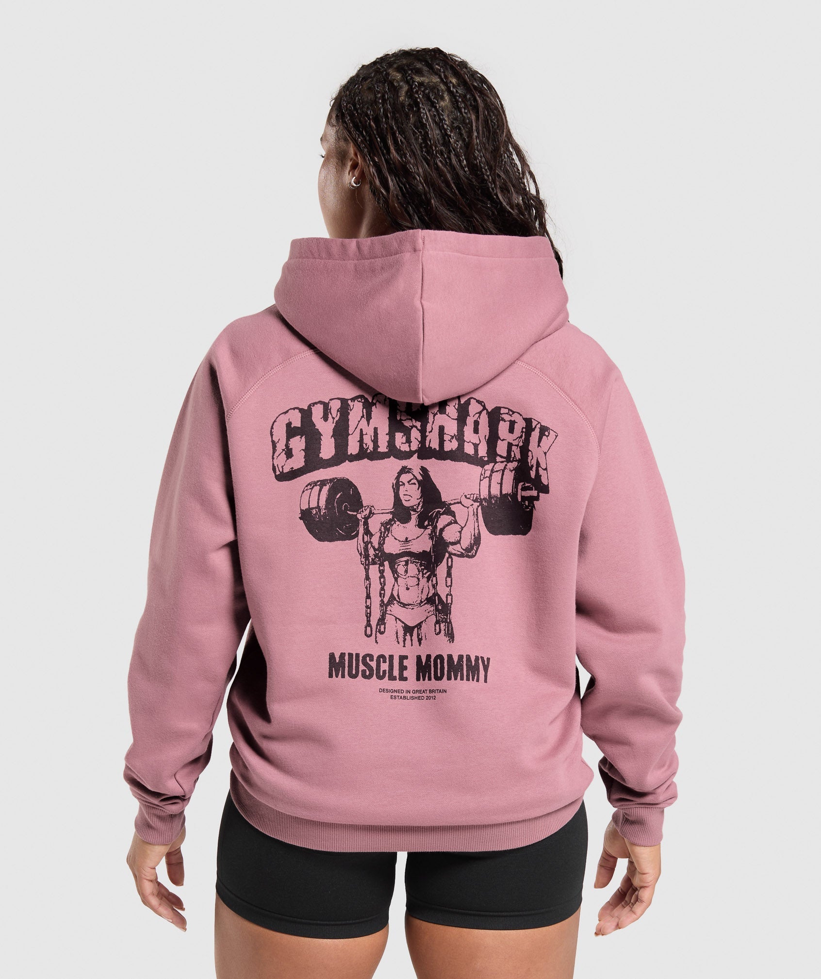 Gritty Muscle Mommy Graphic Hoodie - Calm Pink