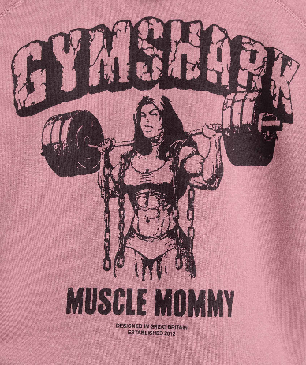 Gritty Muscle Mommy Graphic Hoodie - Calm Pink