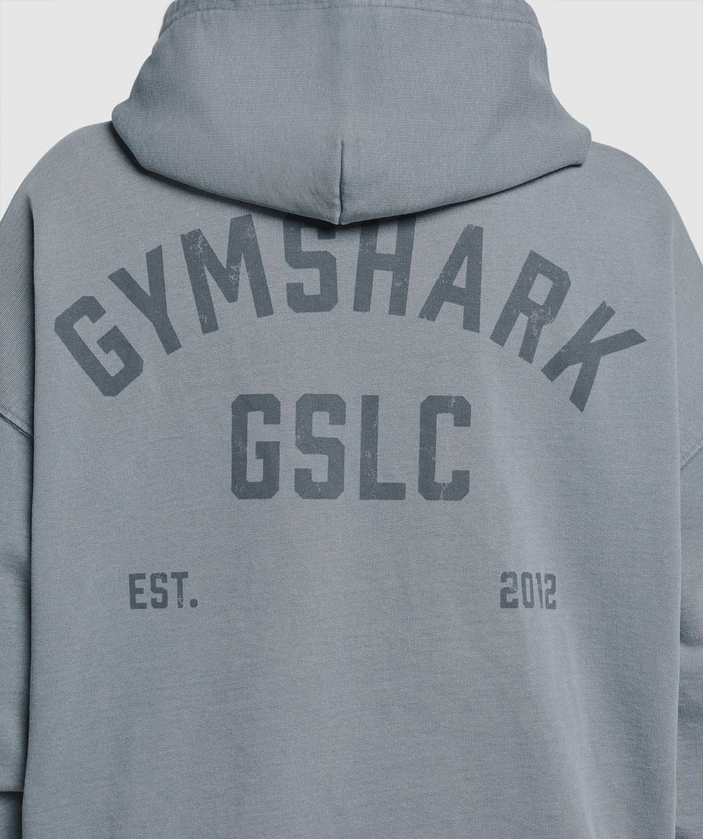 GSLC Graphic Oversized Hoodie   - Iron Blue
