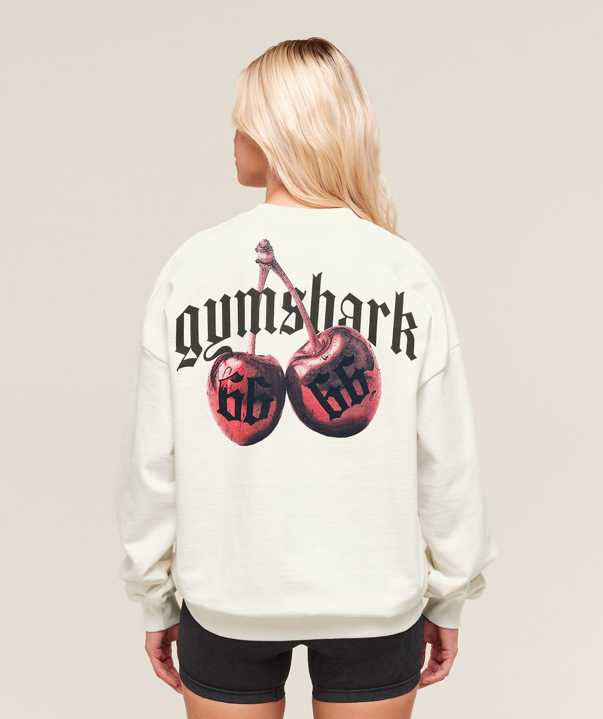 Cherry Graphic Oversized Sweatshirt - Soft White