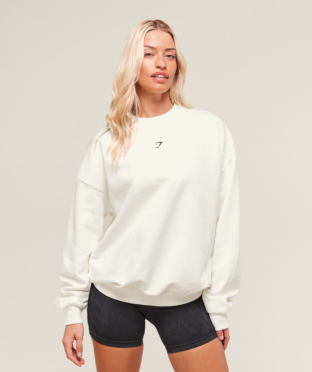 Cherry Graphic Oversized Sweatshirt - Soft White