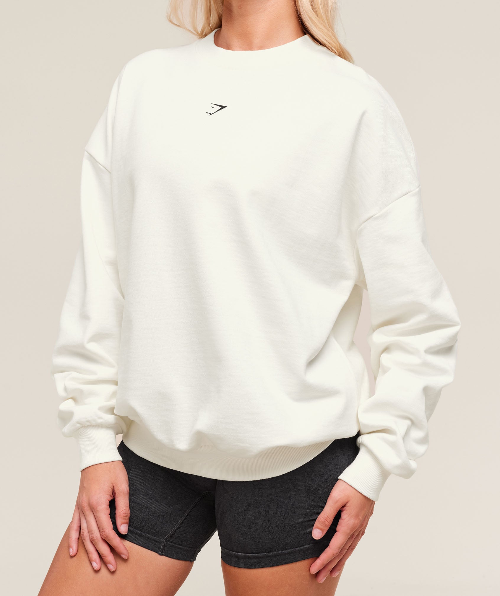 Cherry Graphic Oversized Sweatshirt - Soft White
