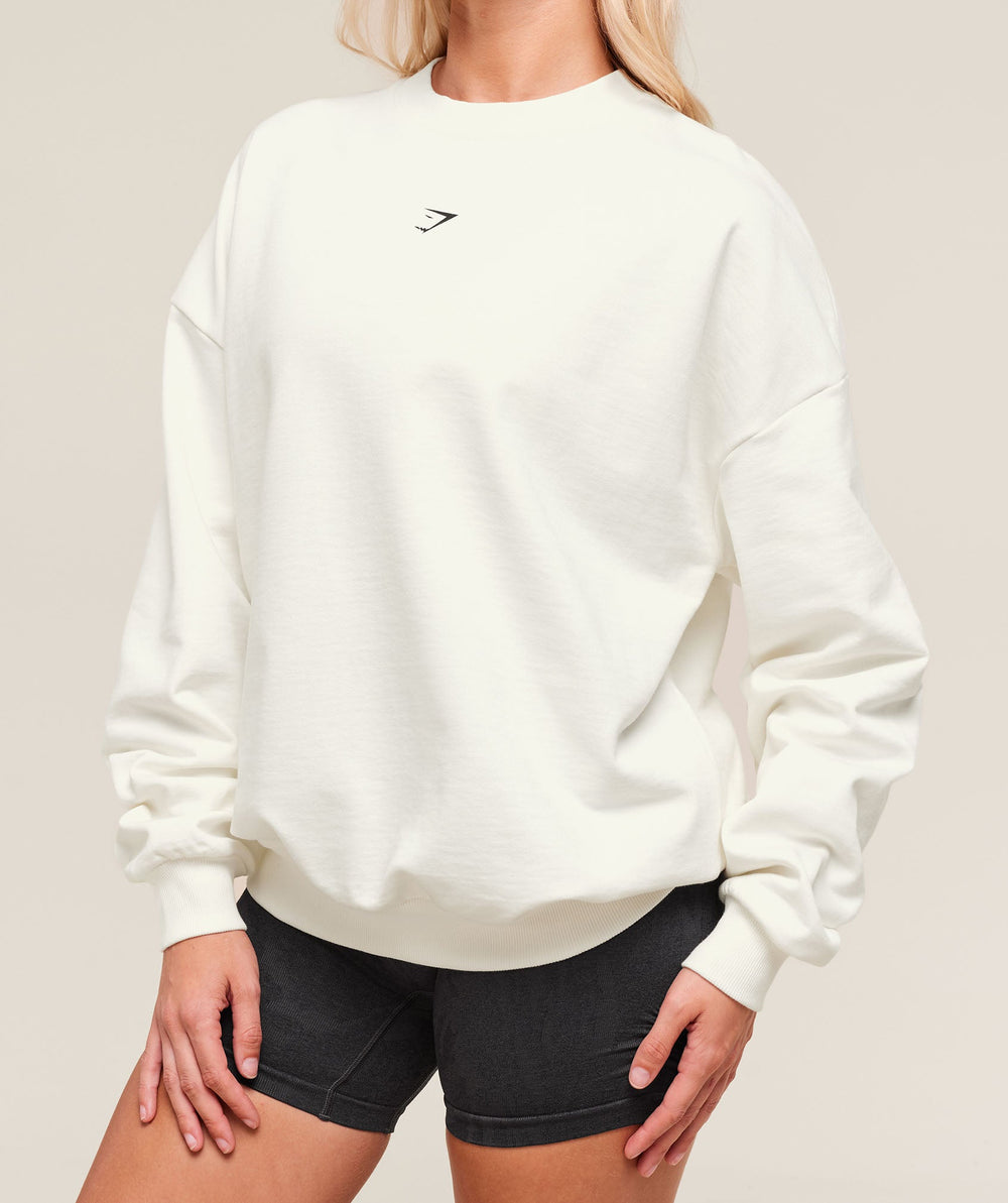 Cherry Graphic Oversized Sweatshirt - Soft White