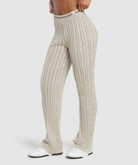 Rest Day Cable Knit Pants - Brown