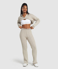 Rest Day Cable Knit Pants - Brown