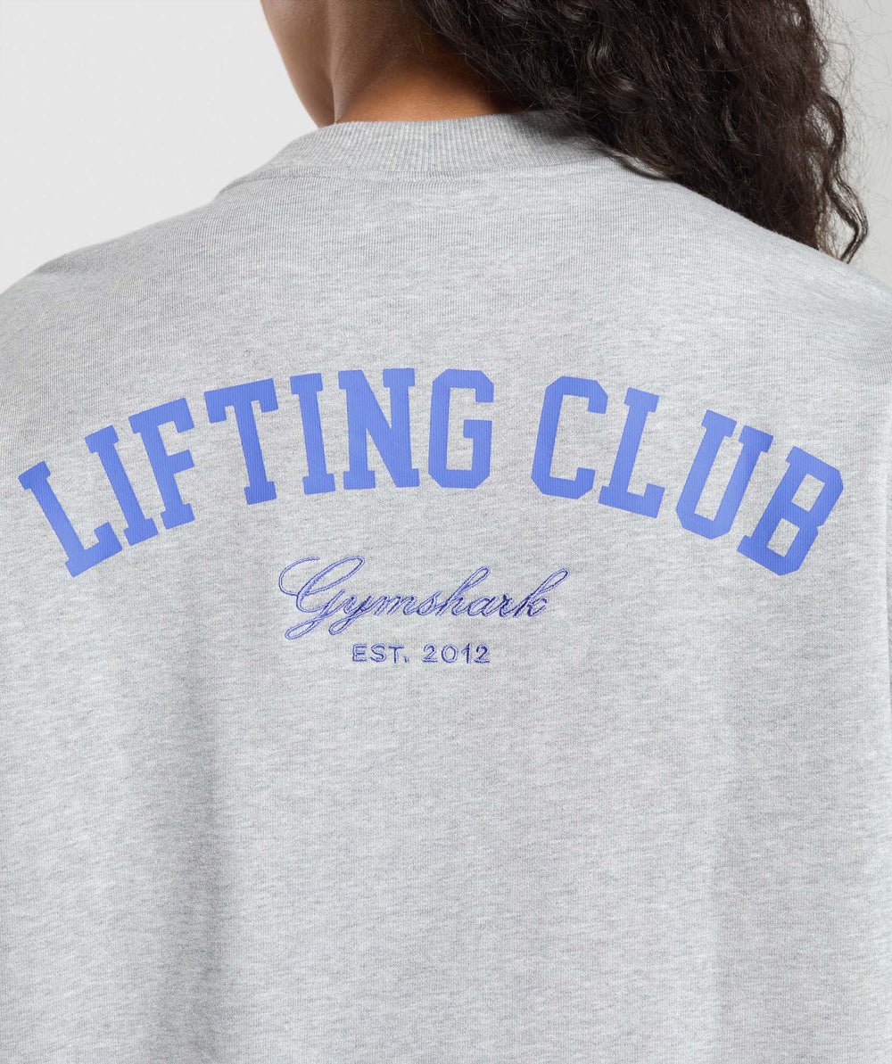 Lifting Club Oversized Sweatshirt - Light Grey Core Marl