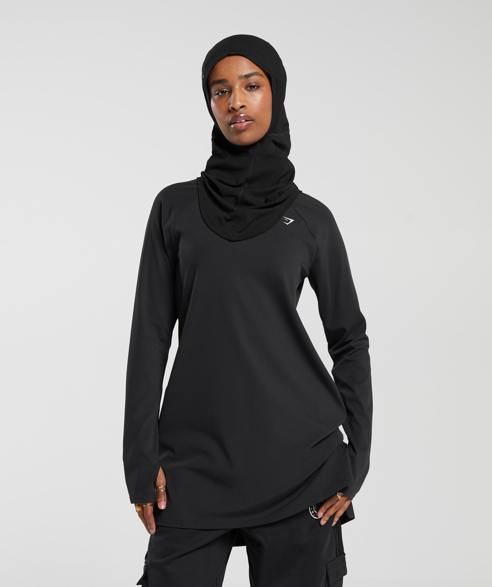 Long Line Long Sleeve Top - Black