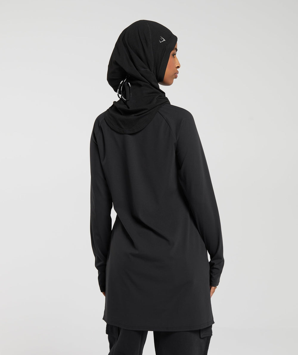 Long Line Long Sleeve Top - Black