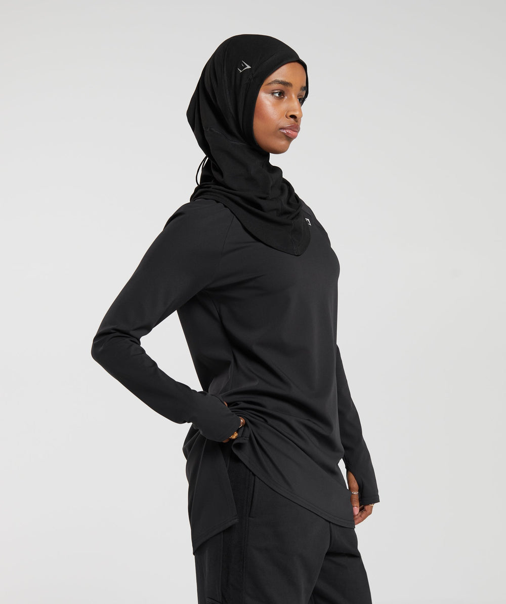Long Line Long Sleeve Top - Black