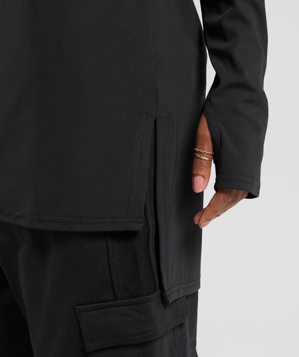 Long Line Long Sleeve Top - Black
