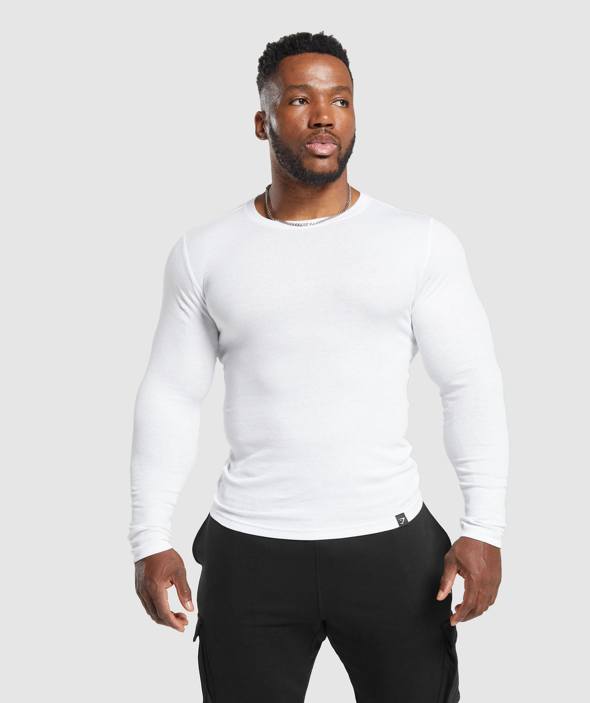 Ribbed Long Sleeve T-Shirt - White