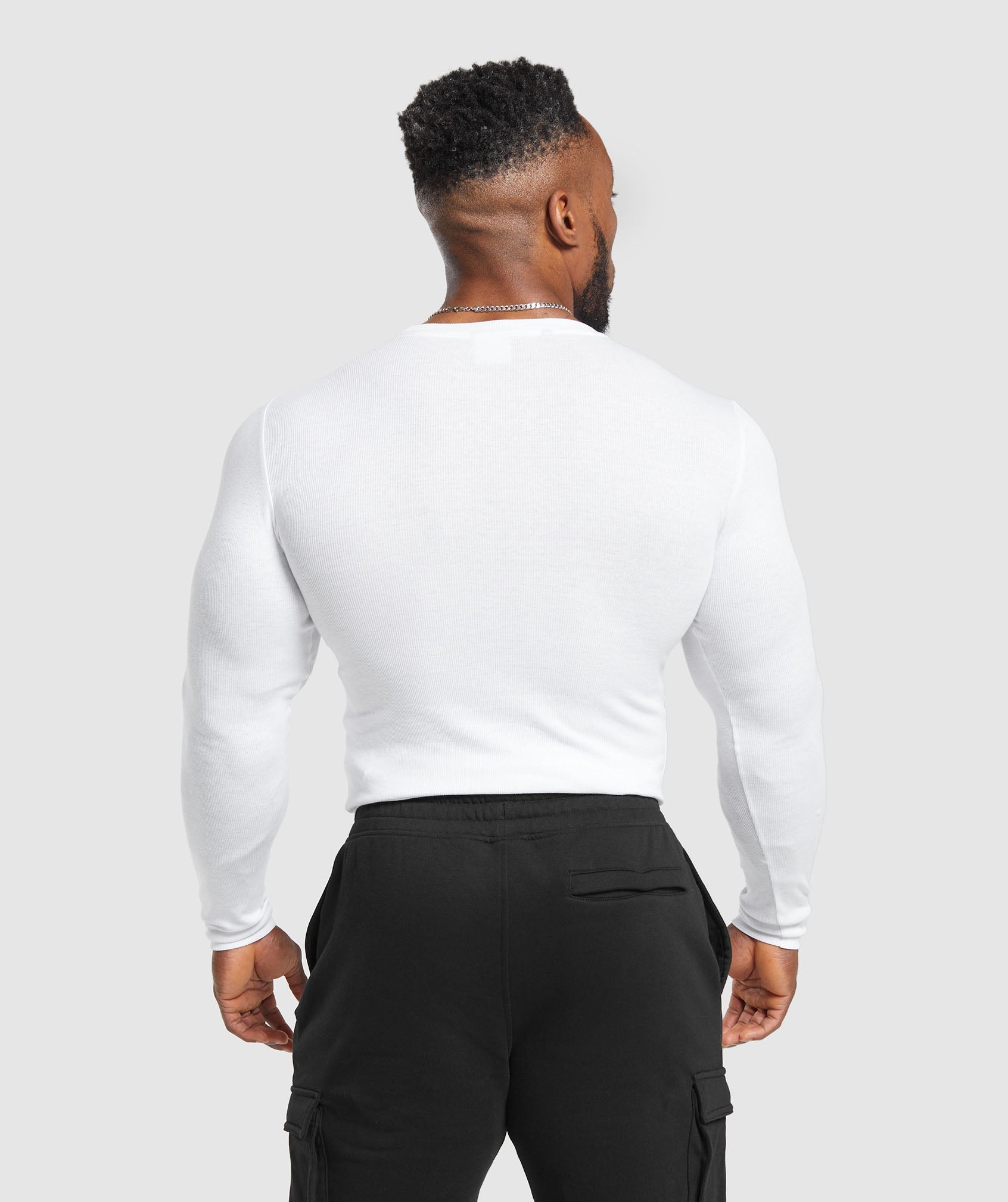 Ribbed Long Sleeve T-Shirt - White