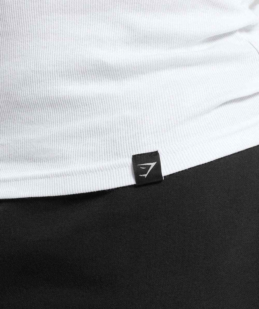 Ribbed Long Sleeve T-Shirt - White