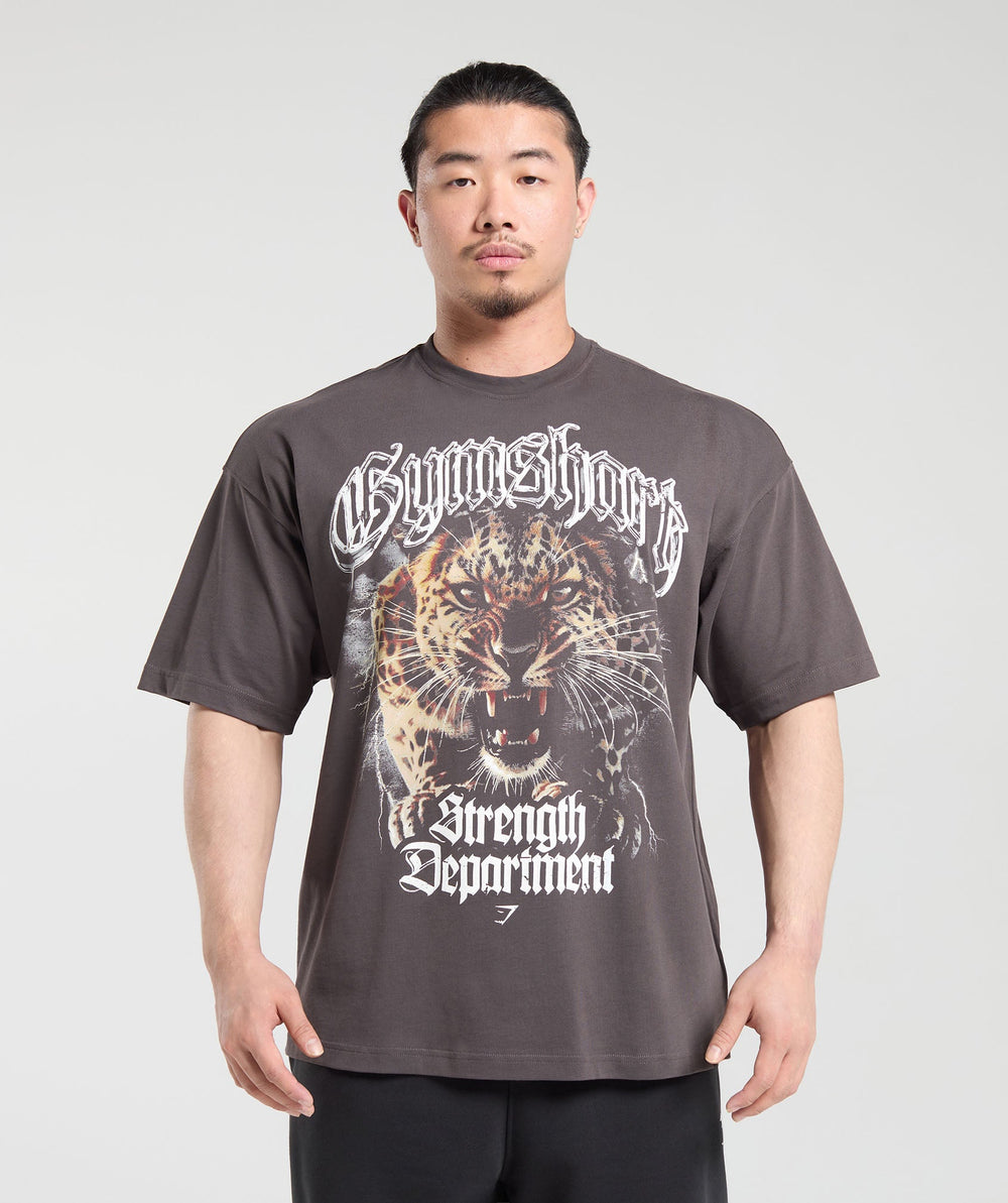 Strength Department Animal Oversized T-Shirt - Greyed Purple