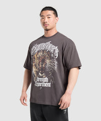 Strength Department Animal Oversized T-Shirt - Greyed Purple