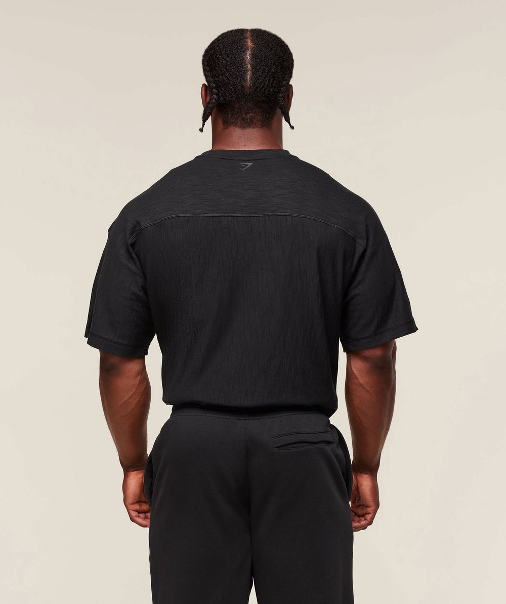 Lightweight Slub Textured T-Shirt - Black