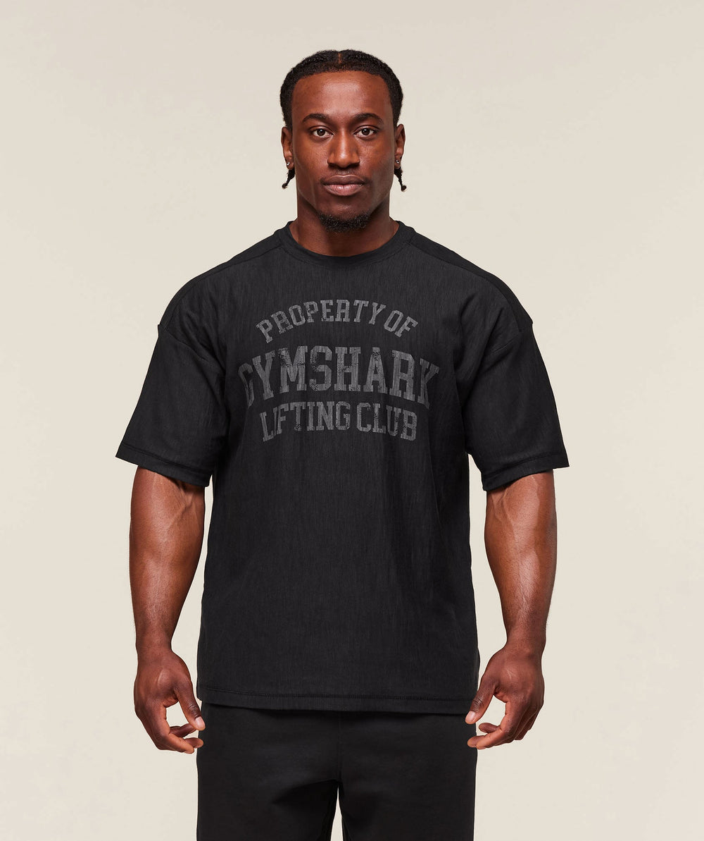 Lightweight Slub Textured T-Shirt - Black