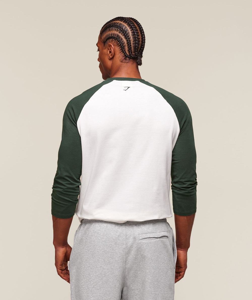 GSLC Raglan 3/4 Sleeve T-Shirt - Soft White/Trail Green