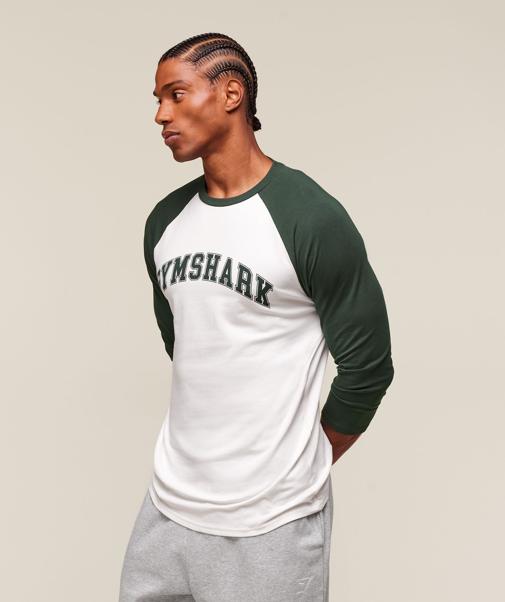 GSLC Raglan 3/4 Sleeve T-Shirt - Soft White/Trail Green