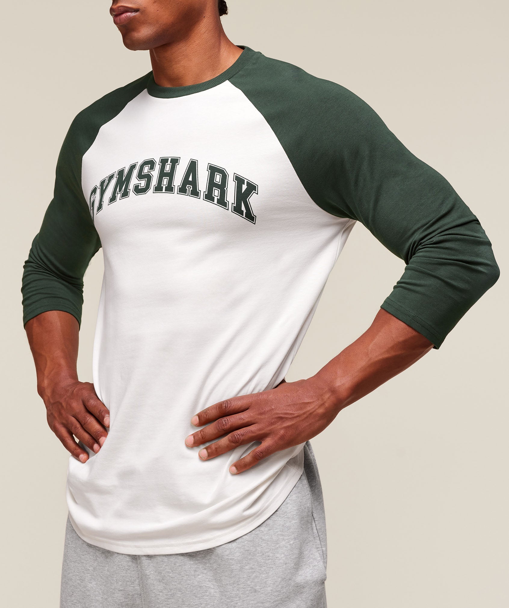 GSLC Raglan 3/4 Sleeve T-Shirt - Soft White/Trail Green