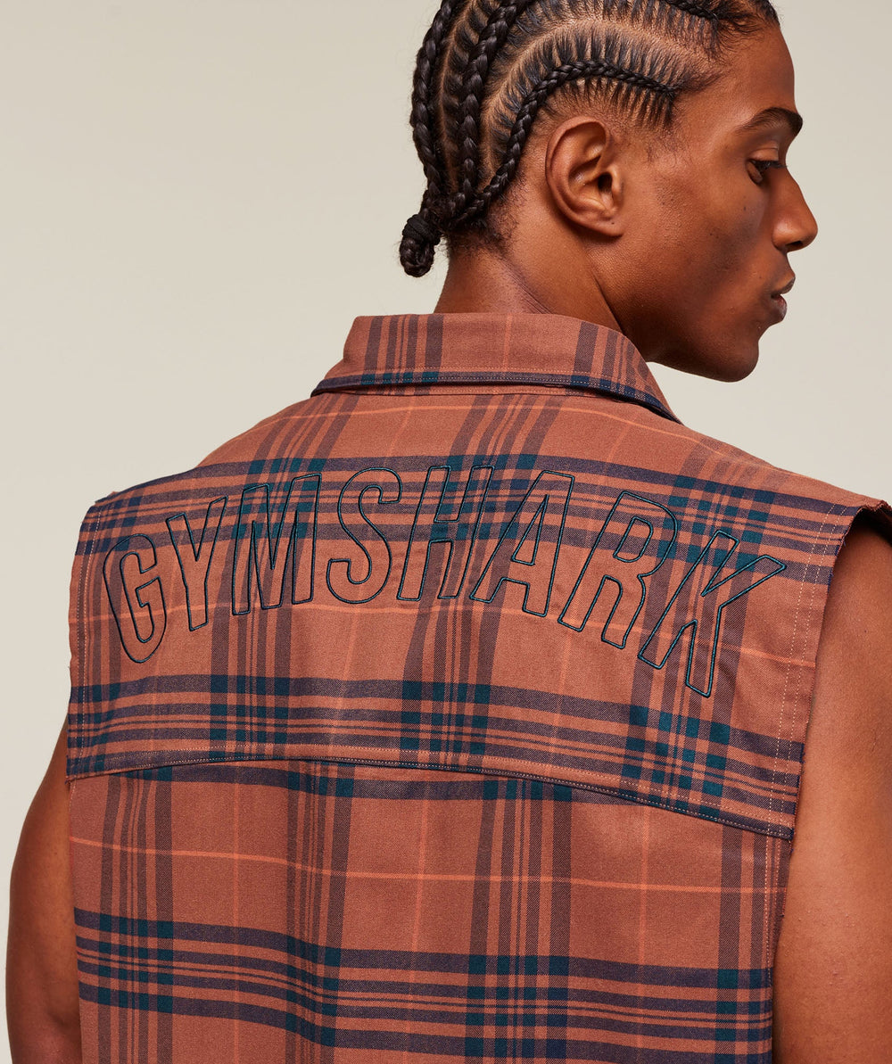 Check Sleeveless Shirt - Canyon Brown