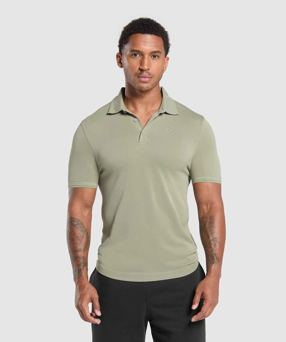 Flat Knit Polo Shirt - Chalk Green