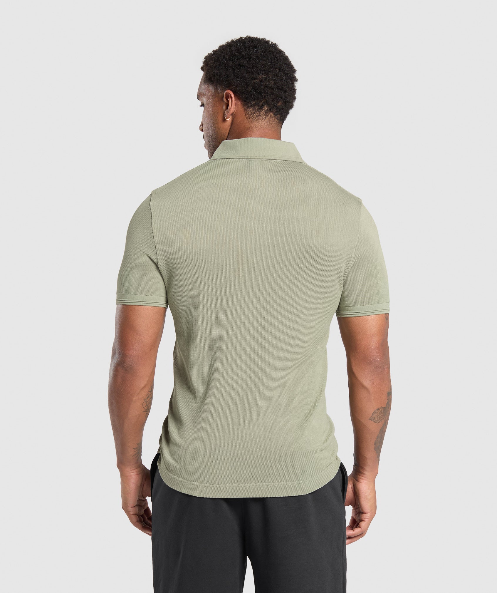 Flat Knit Polo Shirt - Chalk Green