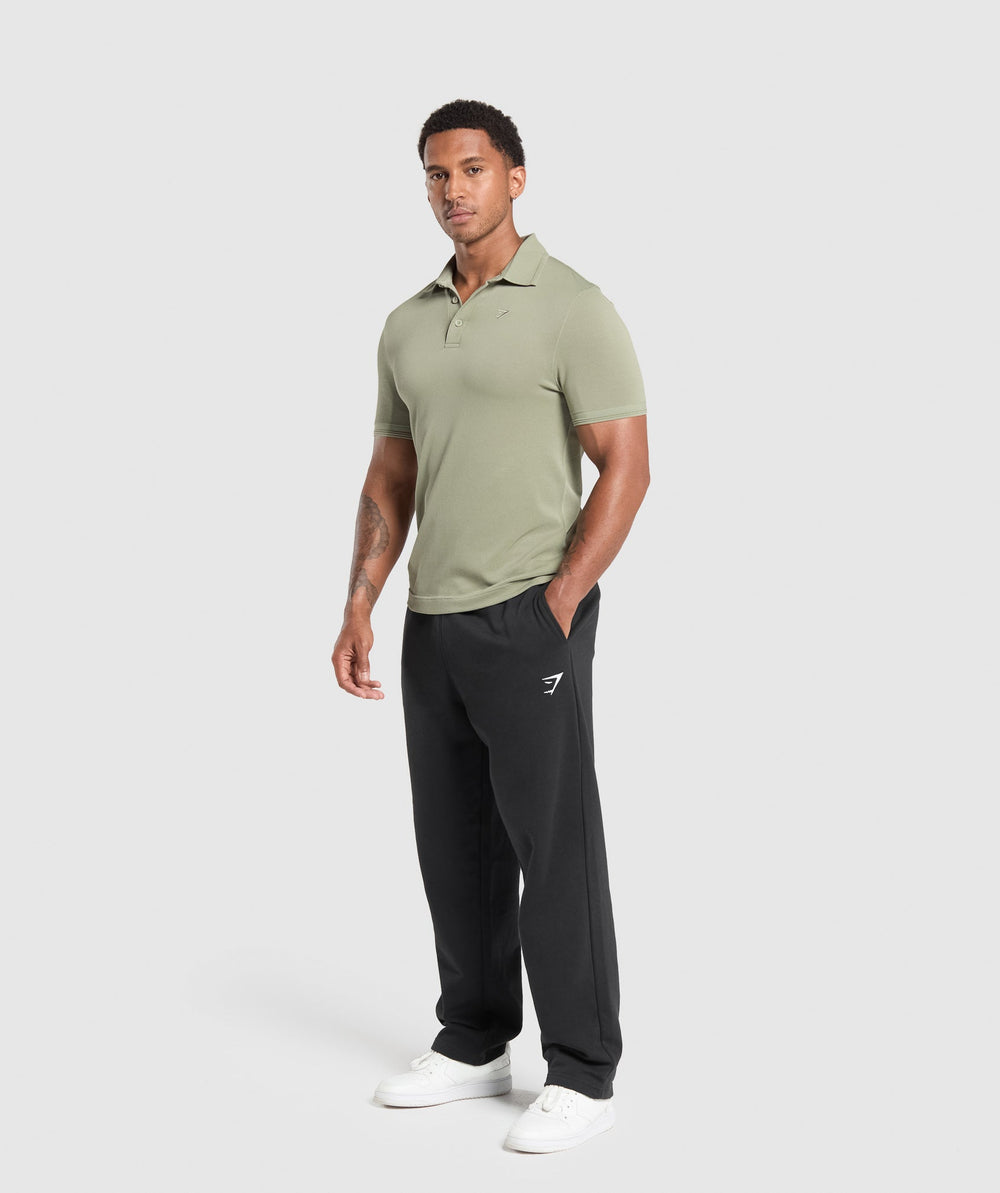 Flat Knit Polo Shirt - Chalk Green