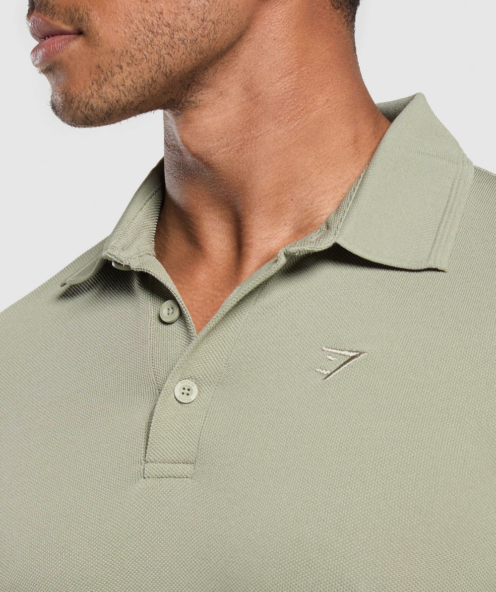 Flat Knit Polo Shirt - Chalk Green