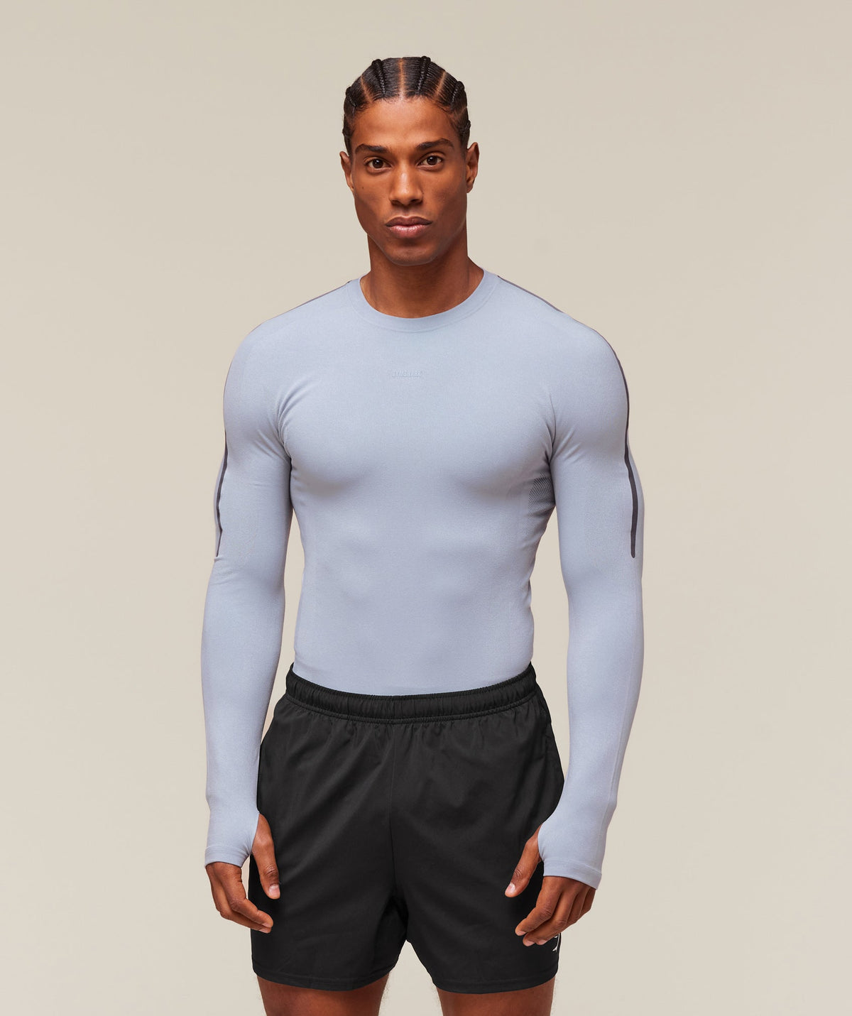 everywear Warp Knit Long Sleeve T-Shirt - Pale Blue