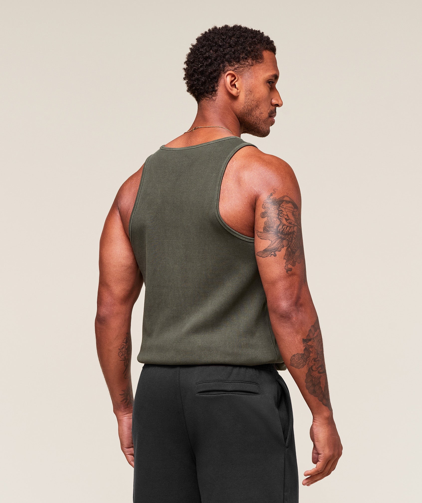 Washed Premium Ribbed Tank - Strength Green