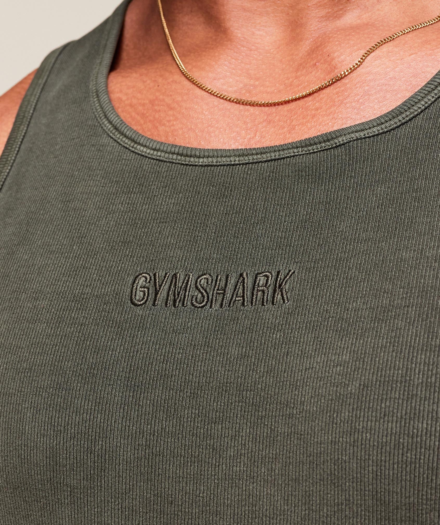 Washed Premium Ribbed Tank - Strength Green