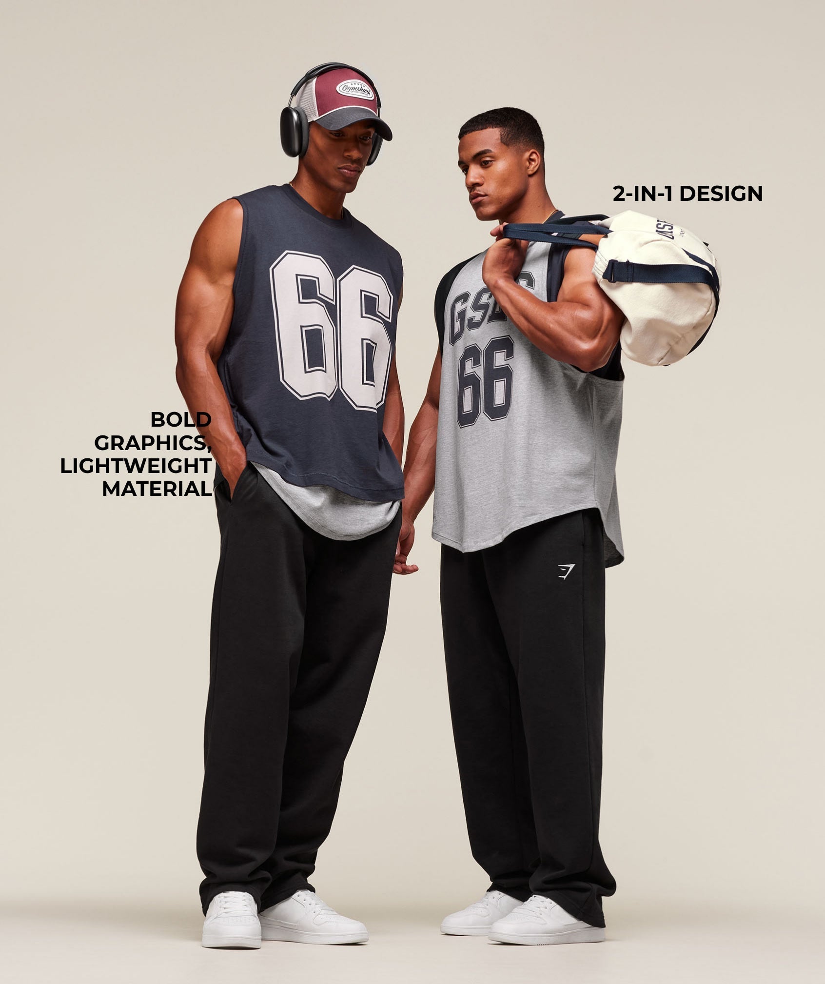 GSLC 2in1 Reversible Tank - Light Grey Core Marl/Heavy Blue